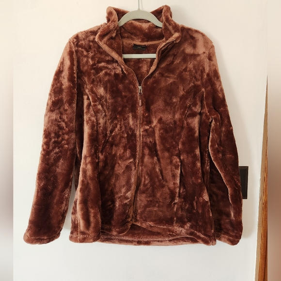 🌸32 degrees Heat brown full zip fuzzy jacket Size XL - Picture 1 of 5